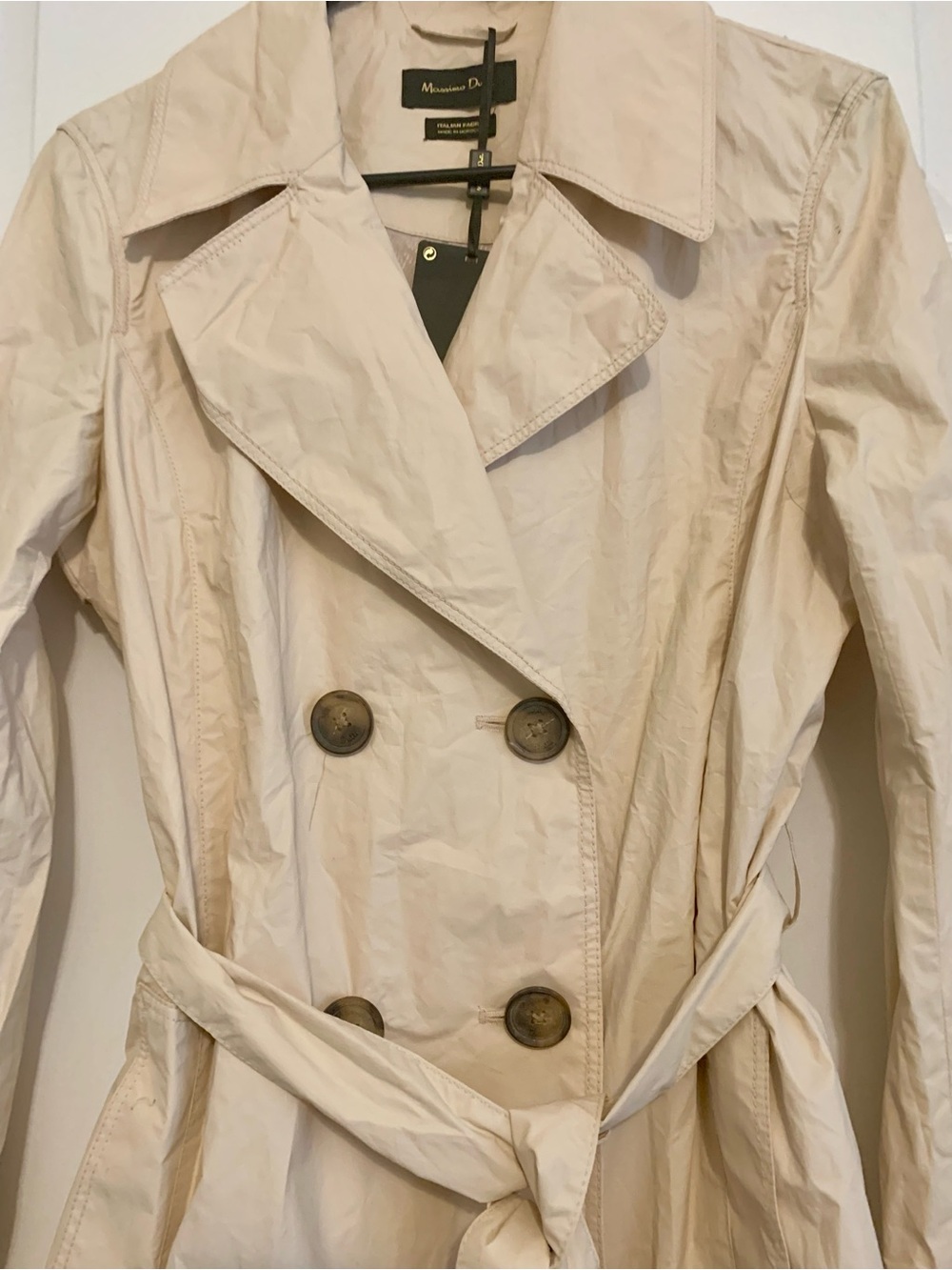 Massimo Dutti Tan Double-Breasted Trench Coat